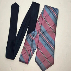 Tommy Hilfiger Classic Blue and Pink Plaid Tie